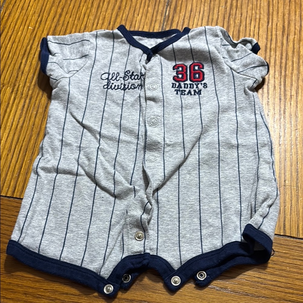 Striped Baby Romper with Embroidery